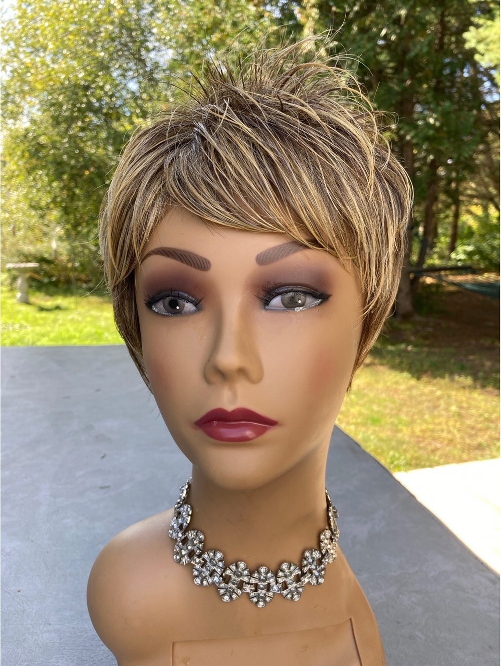 Hairdo Short Pixie Wig Brown Golden Blonde Highlights Synthetic